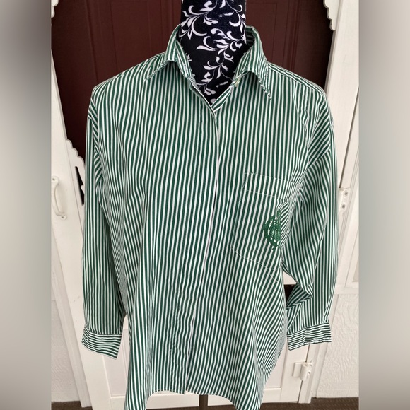 Separate Issue Women’s Striped Pleated Long Sleeve Button Up Shirt Size 10 - Picture 12 of 16